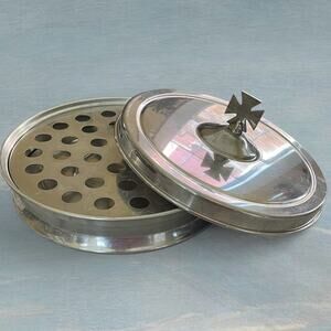 Vtg. Thomas Communion Aluminum Juice and Wine Server With Cross Pattee 3 Piece